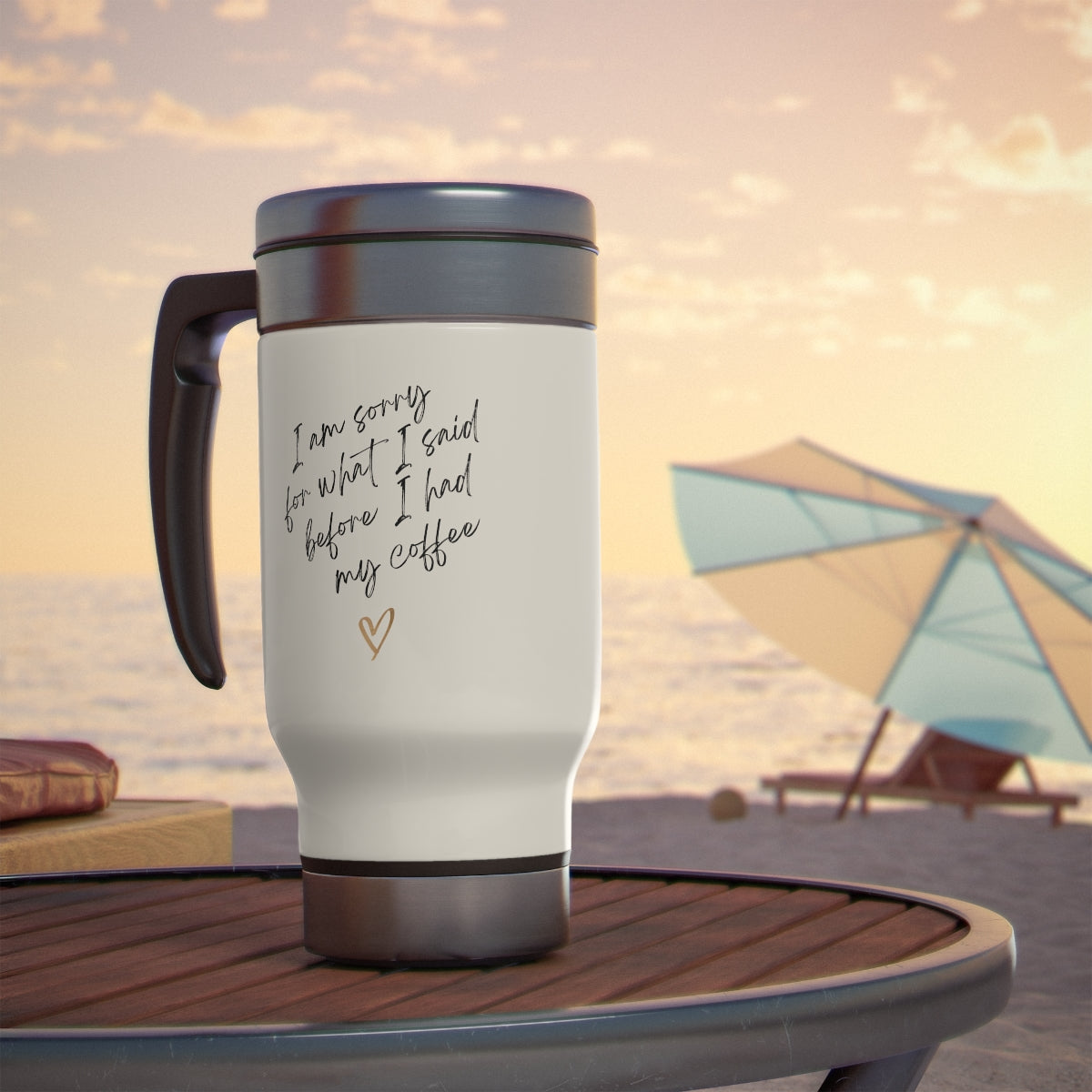 Stainless Steel Coffee Apology Travel Mug with Handle