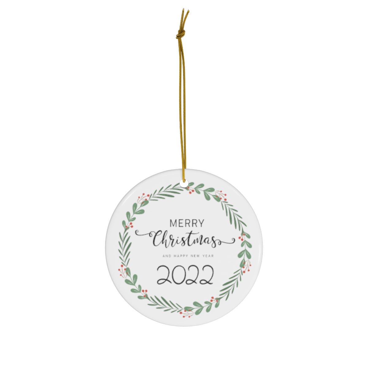 Year 2022 Custom Holiday Round Ceramic Tree Ornament