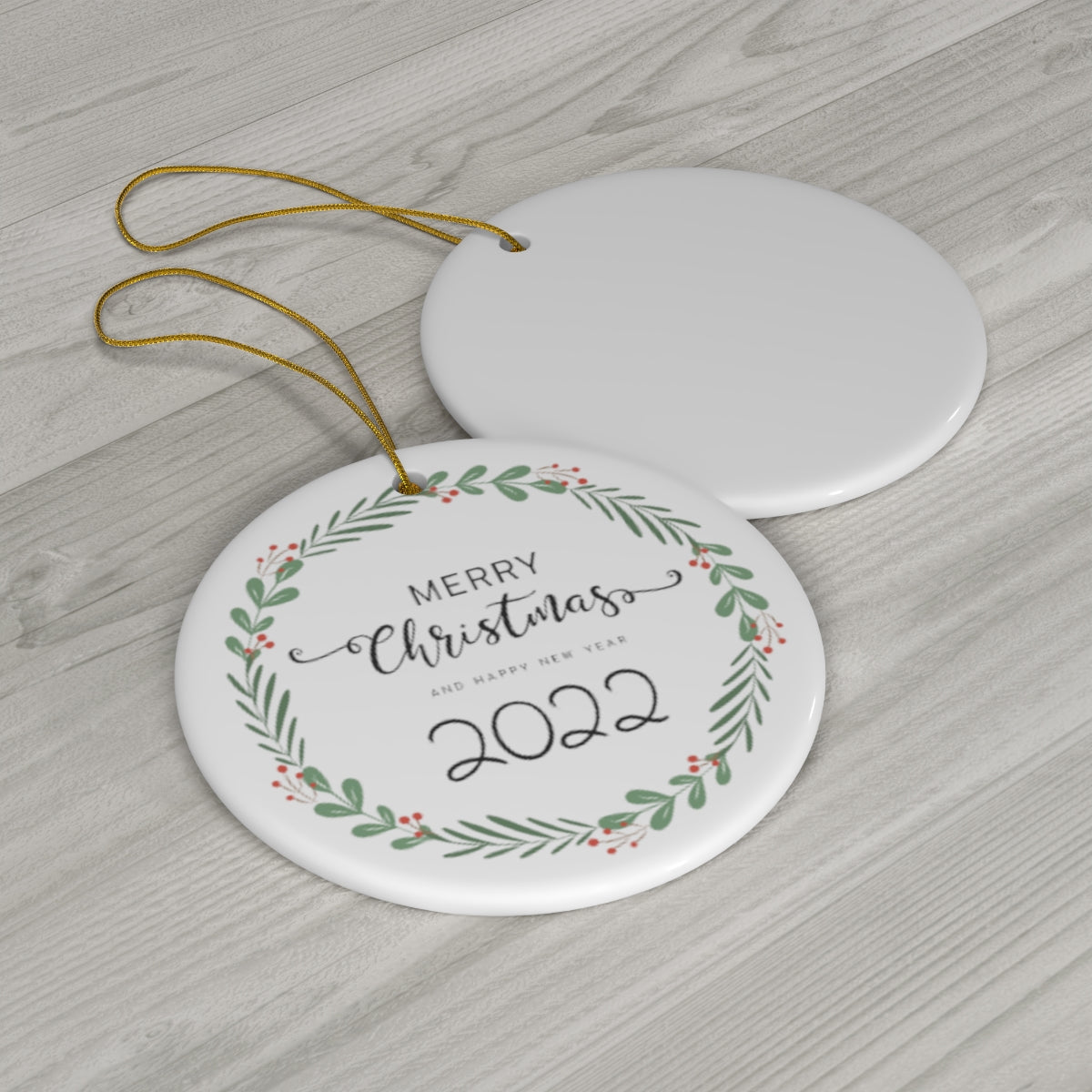 Year 2022 Custom Holiday Round Ceramic Tree Ornament