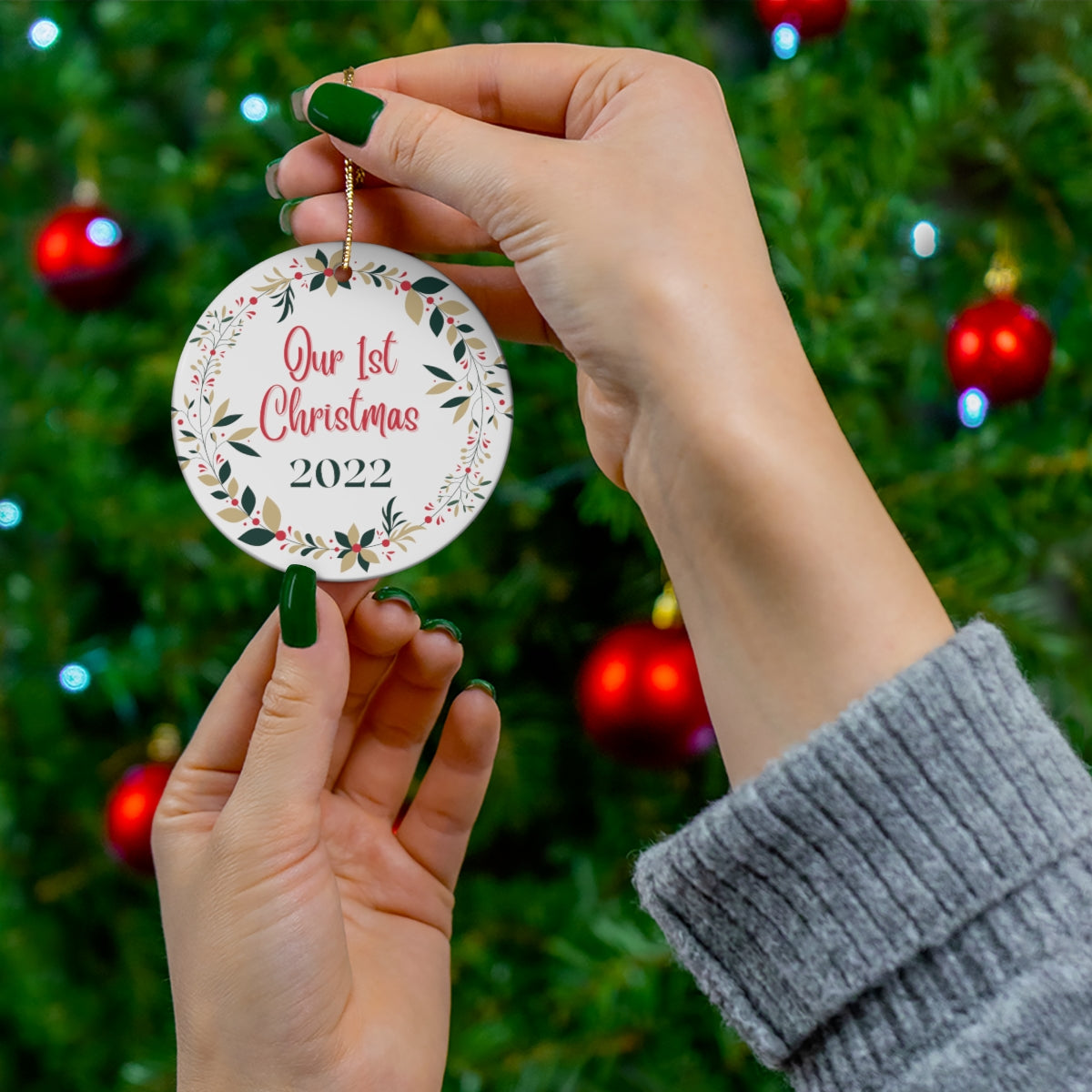 Our 1st Christmas 2022 Round Ceramic Ornament