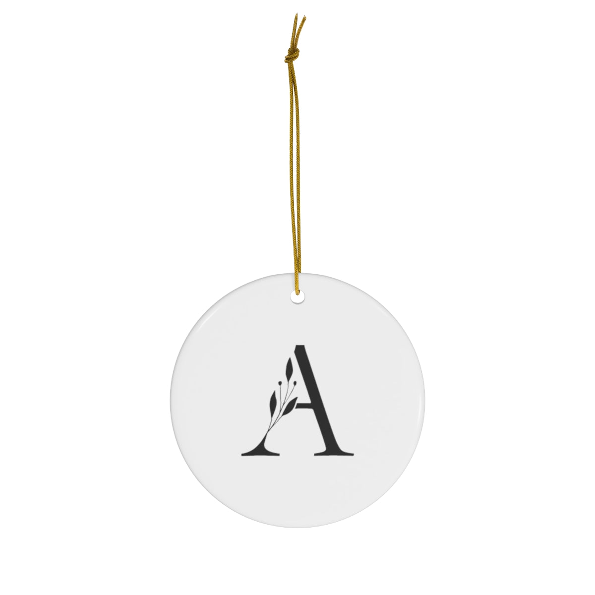 Pretty and Simple Monogrammed Round Ceramic Ornament