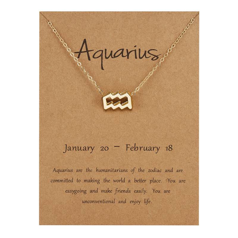 Trendy Gold Plated Horoscope Astrology Zodiac Sign Pendant Necklaces