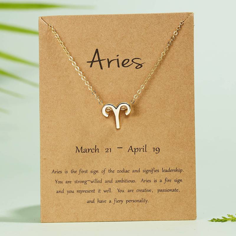 Trendy Gold Plated Horoscope Astrology Zodiac Sign Pendant Necklaces