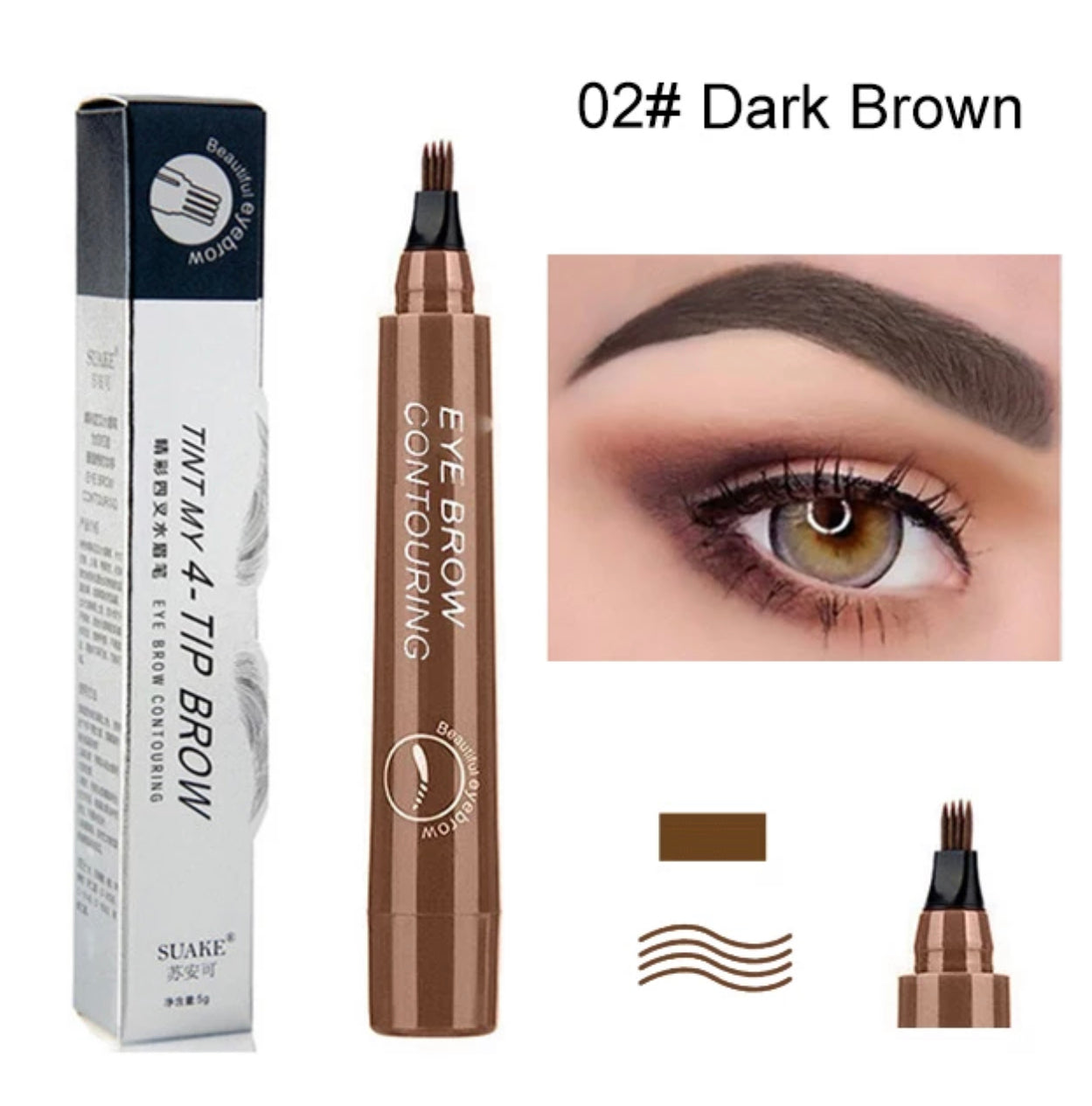 Microblading Eyebrow Waterproof Fork Tip Pen, Create Long Lasting, Natural Hair-Like Defined Brows All Day