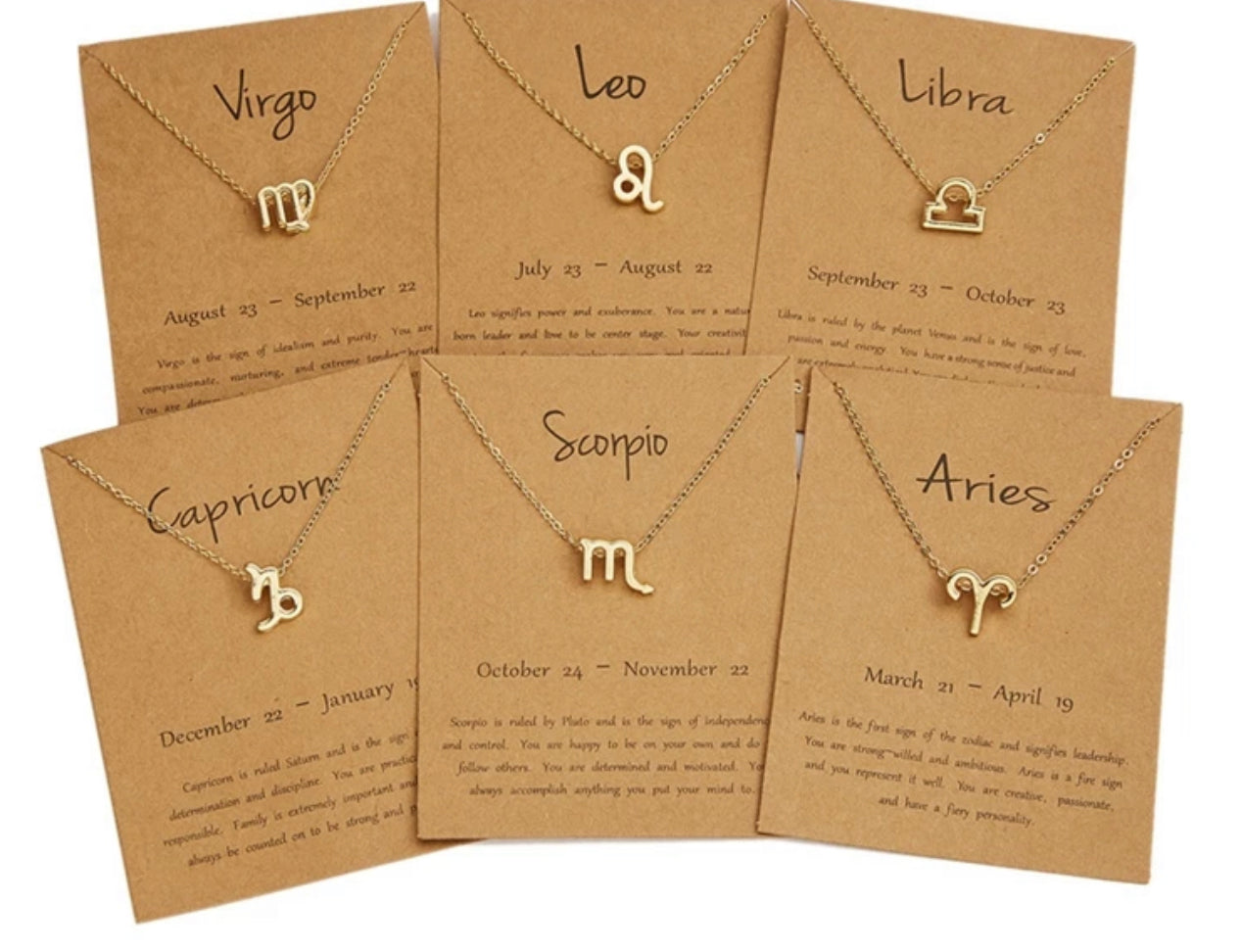 Trendy Gold Plated Horoscope Astrology Zodiac Sign Pendant Necklaces