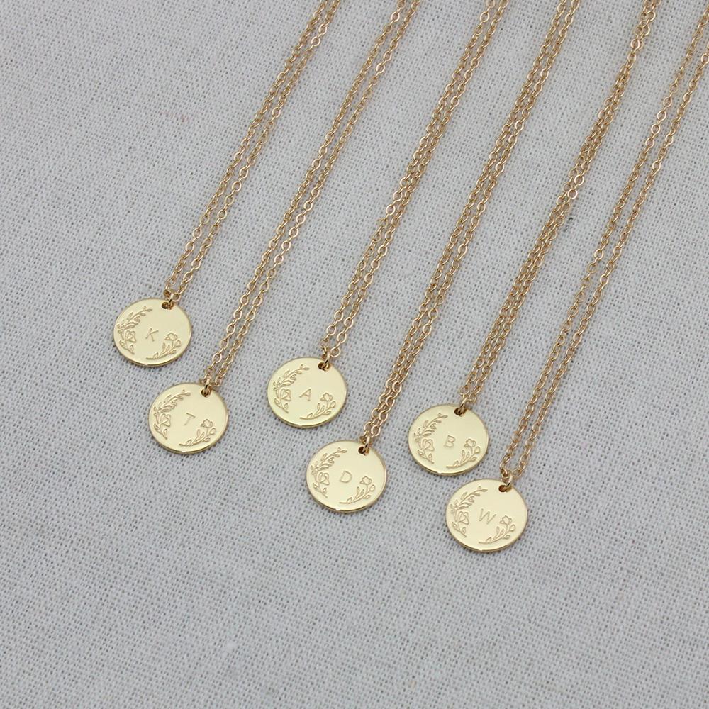 Dainty Wild Flower Initial Floral Letter Alphabet Necklace