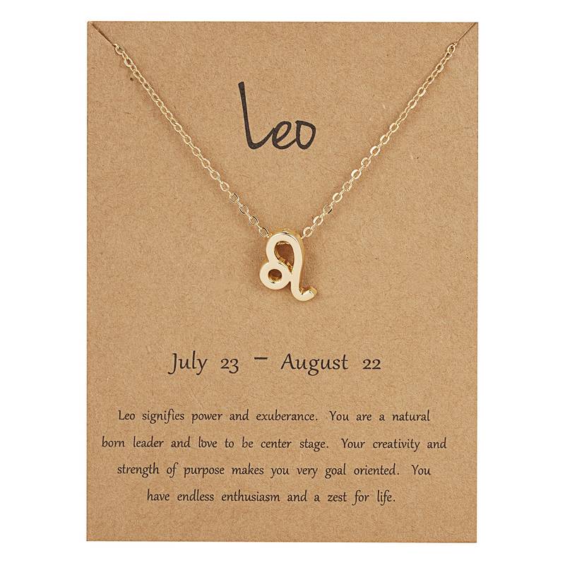 Trendy Gold Plated Horoscope Astrology Zodiac Sign Pendant Necklaces