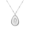 Zodiac Ellipse-Shaped Pendant on Silver Chain Necklace