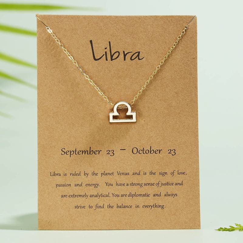 Trendy Gold Plated Horoscope Astrology Zodiac Sign Pendant Necklaces