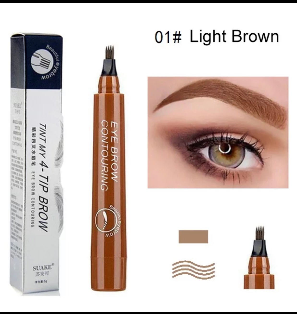 Microblading Eyebrow Waterproof Fork Tip Pen, Create Long Lasting, Natural Hair-Like Defined Brows All Day