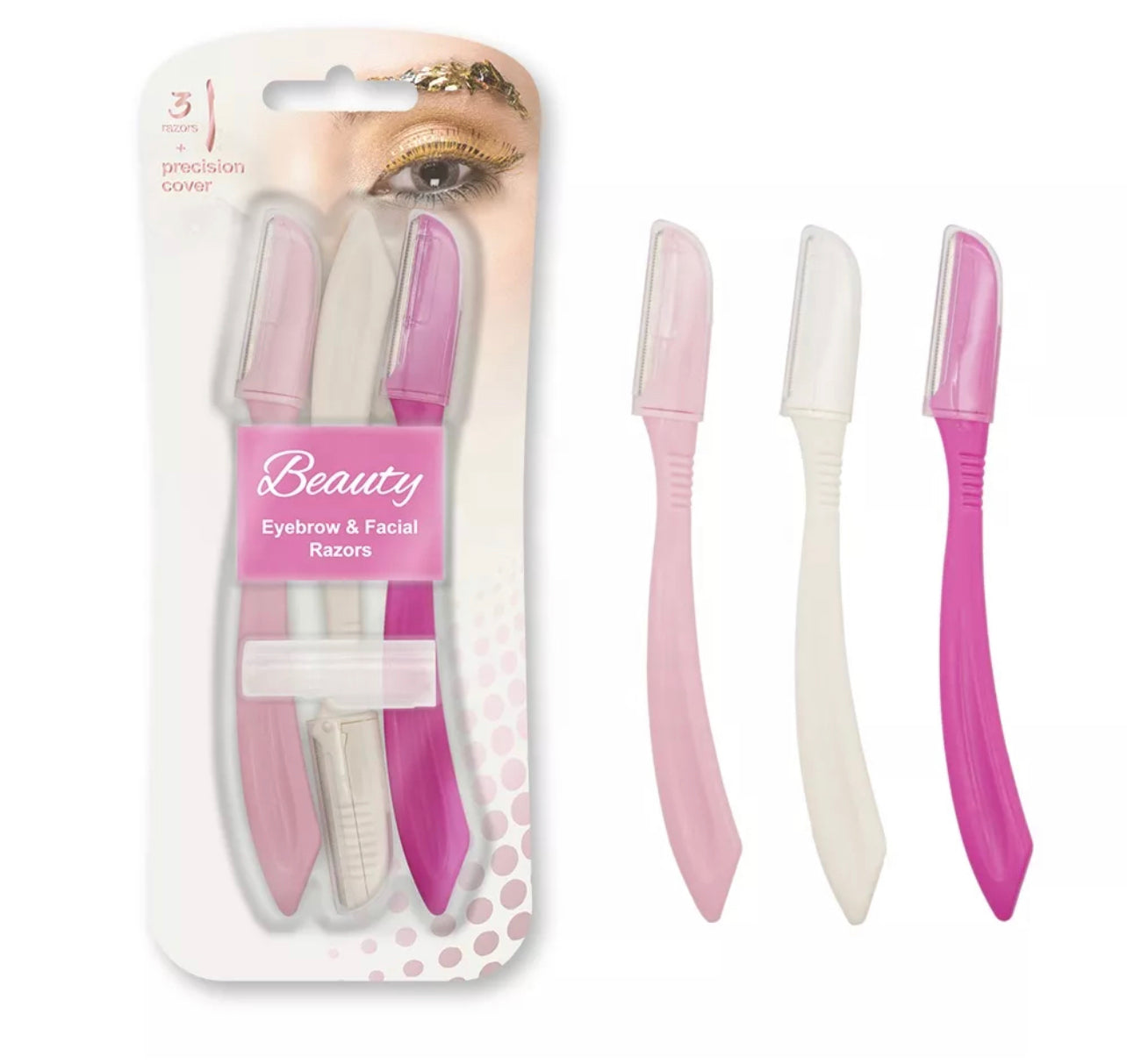 Stainless Steel Sharp Safe Blade Brow/Facial Razor for Women (3-Pack)