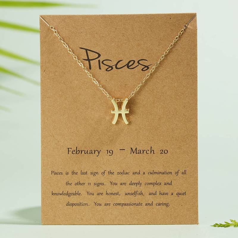 Trendy Gold Plated Horoscope Astrology Zodiac Sign Pendant Necklaces