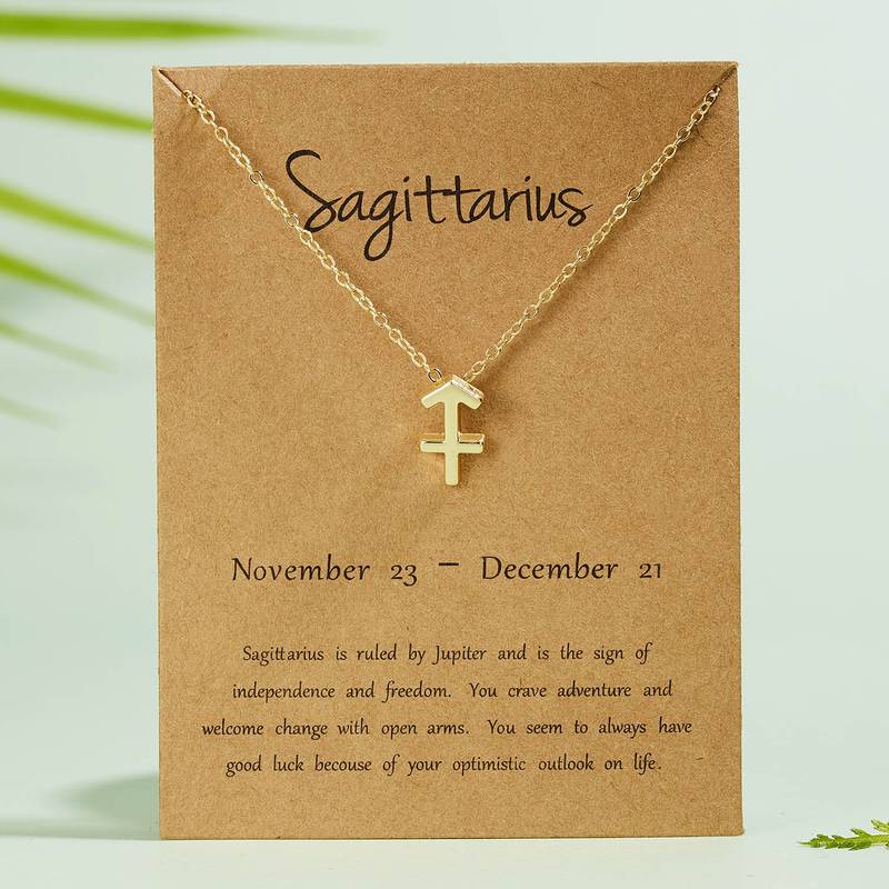 Trendy Gold Plated Horoscope Astrology Zodiac Sign Pendant Necklaces