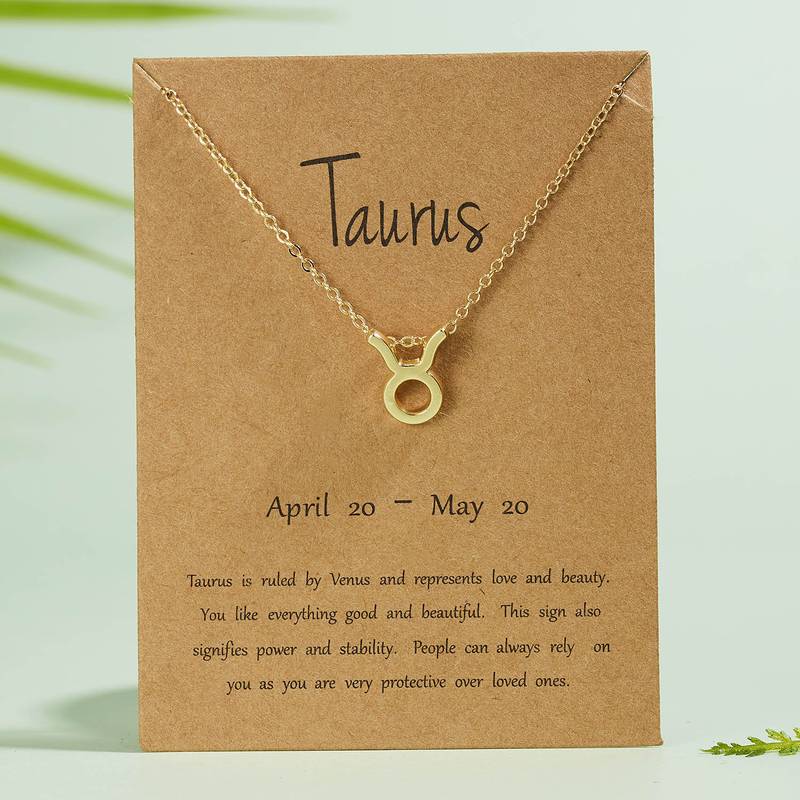 Trendy Gold Plated Horoscope Astrology Zodiac Sign Pendant Necklaces