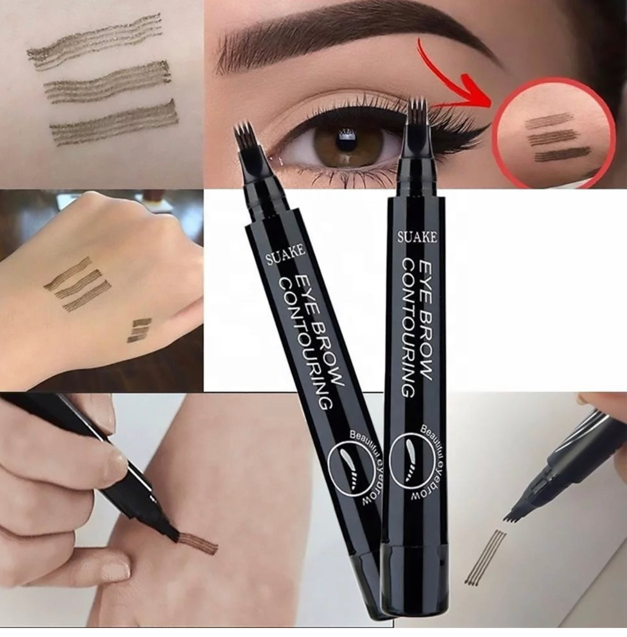 Microblading Eyebrow Waterproof Fork Tip Pen, Create Long Lasting, Natural Hair-Like Defined Brows All Day