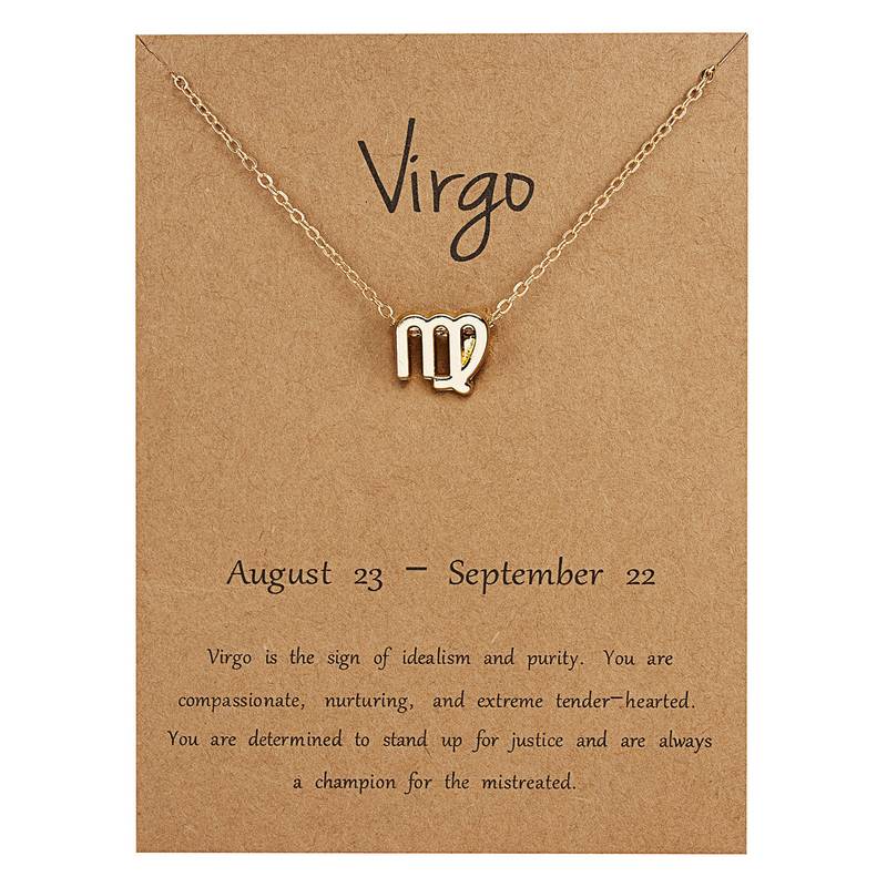 Trendy Gold Plated Horoscope Astrology Zodiac Sign Pendant Necklaces