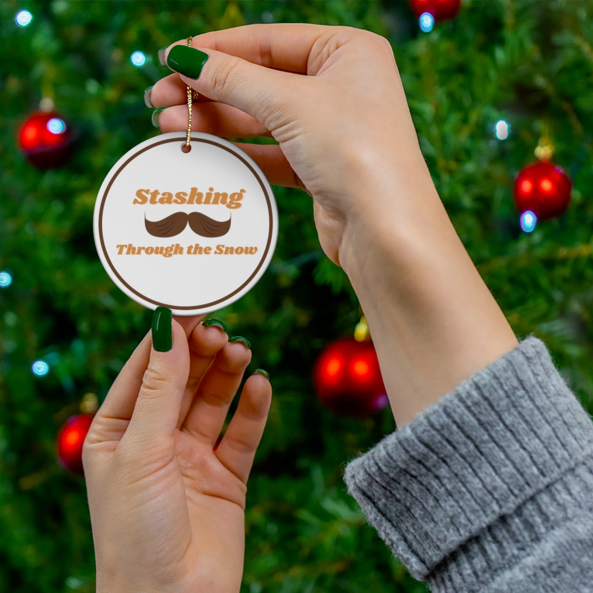 Funny Mustache Christmas Ornament