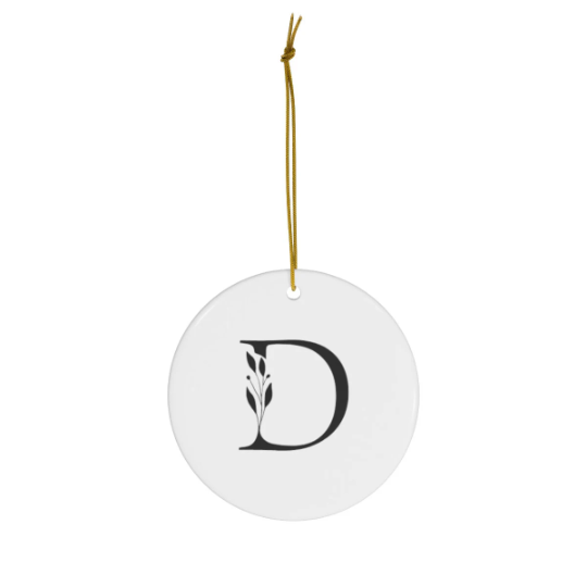 Pretty and Simple Monogrammed Round Ceramic Ornament