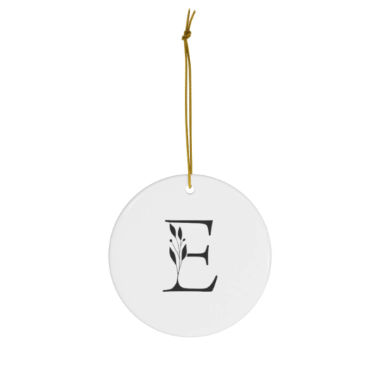 Pretty and Simple Monogrammed Round Ceramic Ornament