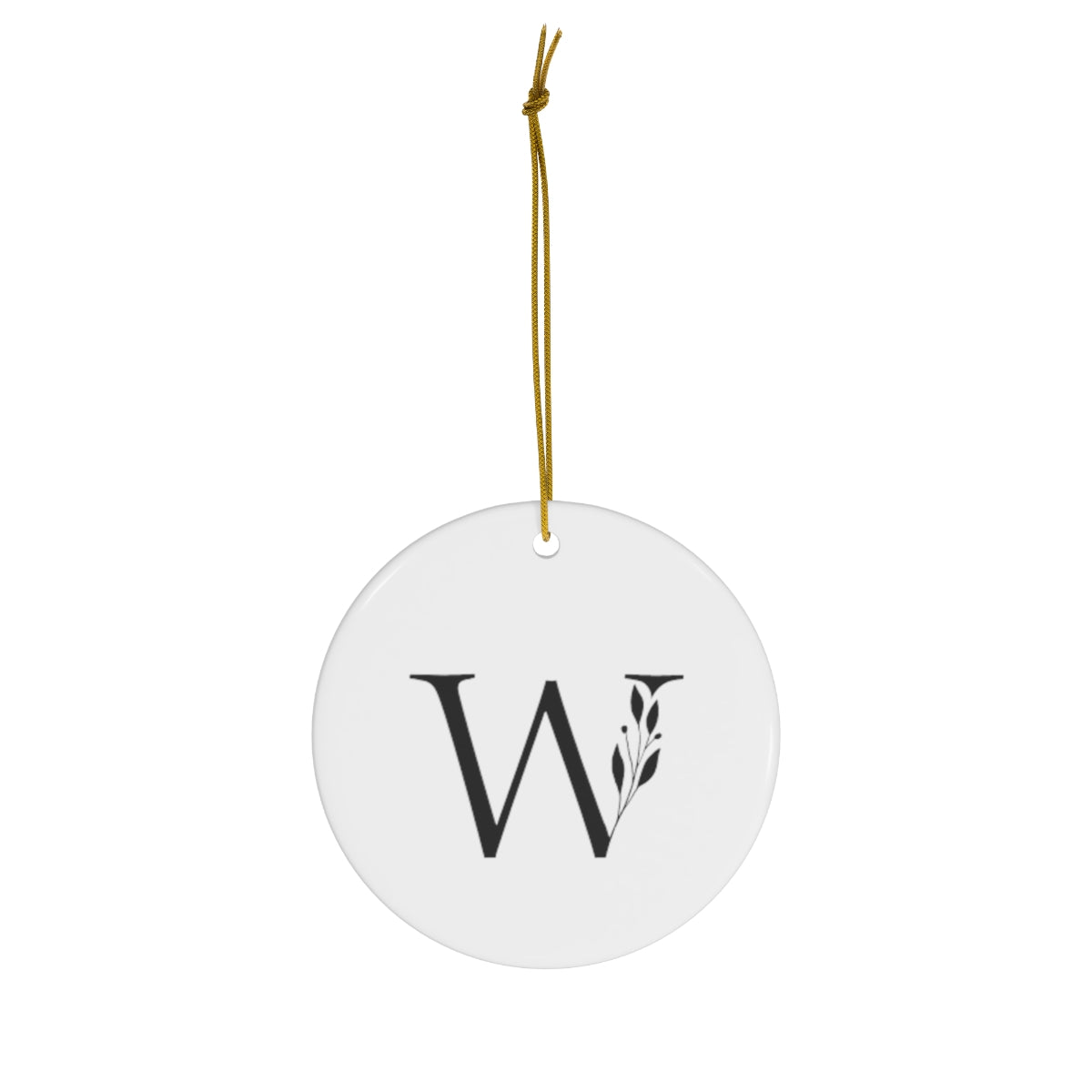 Pretty and Simple Monogrammed Round Ceramic Ornament